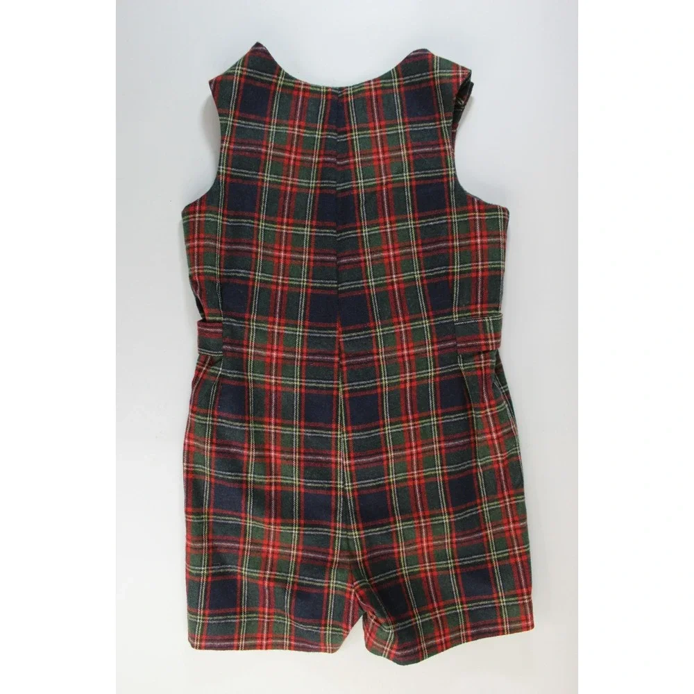 Vintage IMP Originals Inc Girls Plaid Romper Size 6 Red Blue Green